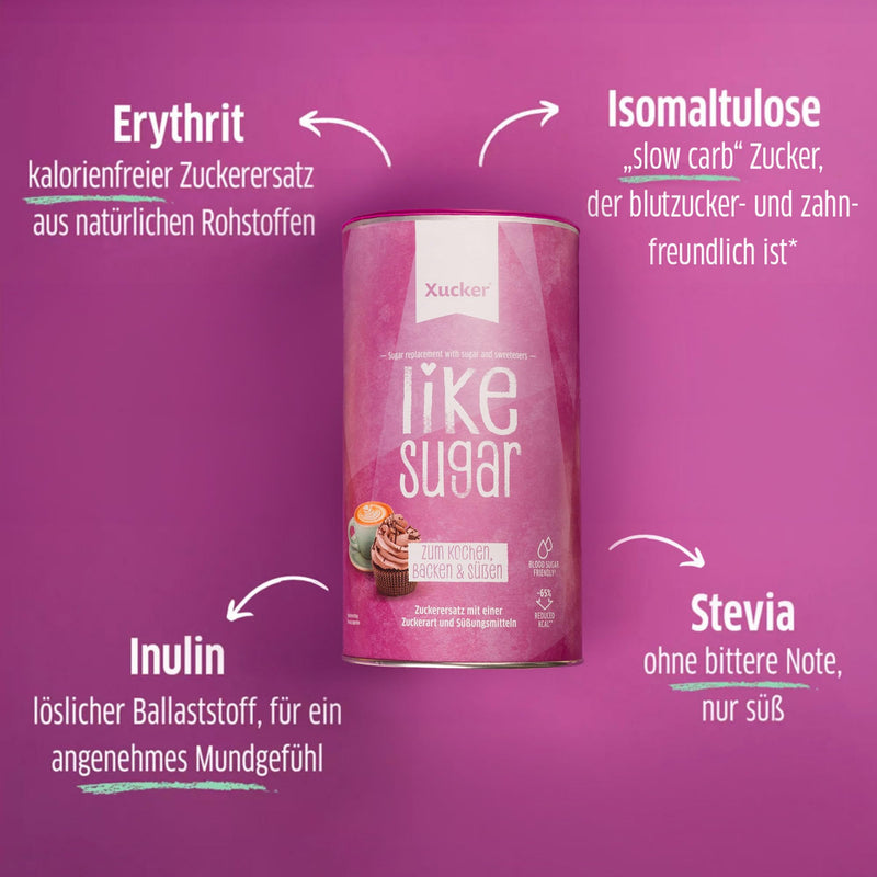 [Australia] - Xucker Like Sugar Dose - sugar alternative made from natural raw materials I 65% fewer calories I replaces sugar 1:1 I blood sugar-friendly I for cooking, baking, sweetening, caramelizing (600 grams) 600 g (pack of 1) 