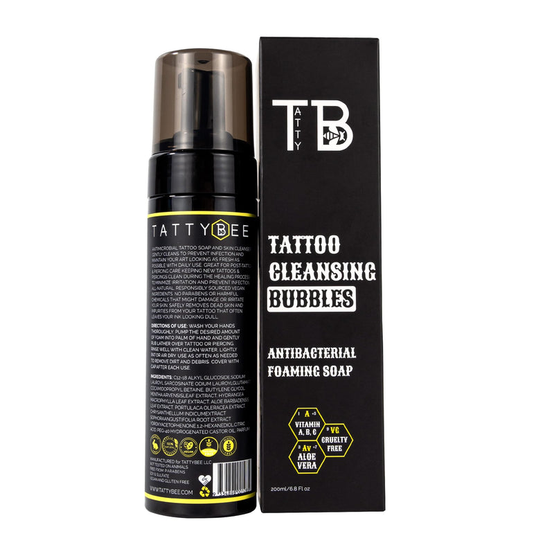 [Australia] - Tattoo Cleansing Foam – Gentle Tattoo Aftercare Soap & Piercing Wash • Hydrating Foam Cleanser for New Tattoos • 6.8 fl oz 200ml/6.8 Fl Oz 