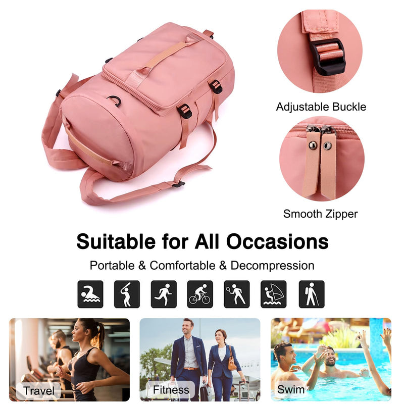 FANDARE Sports Gym Bag for Women Crossbody Shoulder Bag 3 in 1 Men Laptop Business Backpack Weekender Overnight Flight-Approved Duffle Bags with Shoe Compartment Tote Handbags Black