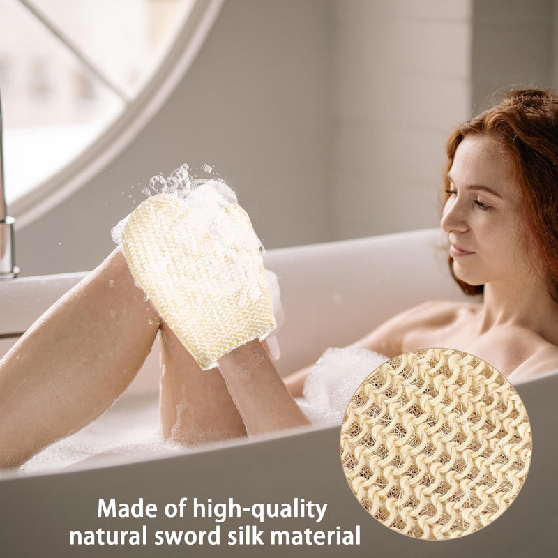 [Australia] - KHDULQ Pack of 2 sisal massage gloves, peeling gloves, exfoliating gloves, hammam gloves, washing gloves, body bath accessories, gentle cleaning and massage for the body, natural peeling gloves 