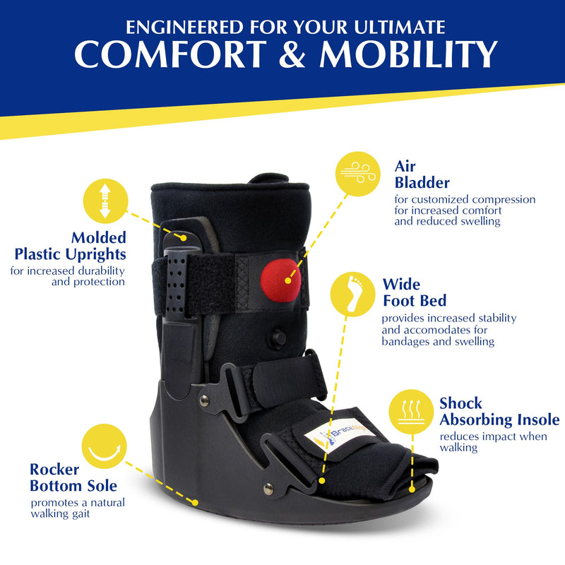 Air CAM Walker Fracture Boot Short – PDAC L4360/L4361 Medical Walking Boot for Sprains, Fractures & Post-Op Recovery, Size M (US Shoe Men 7.5–10.5 / Women 8.5–11.5) Medium (Pack of 1)