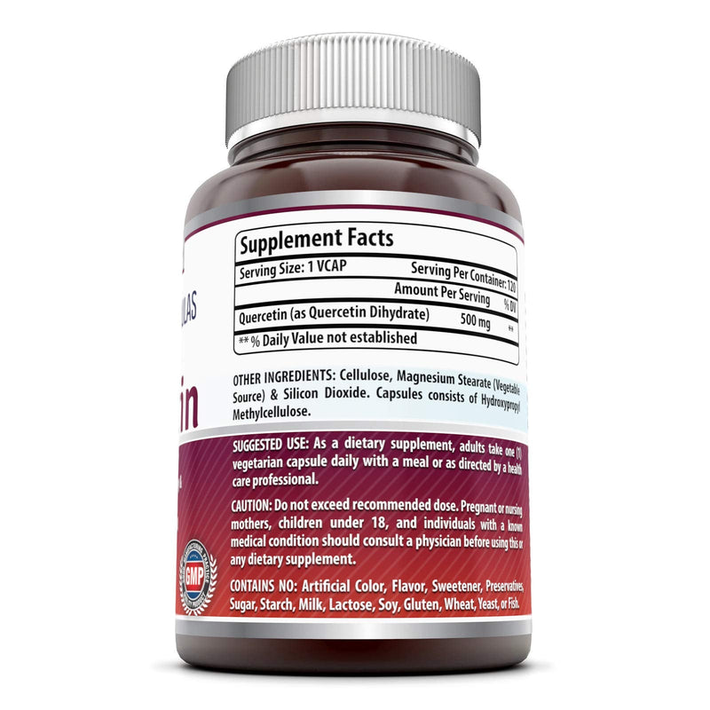 [Australia] - Amazing Formulas Quercetin 500mg 120 Veggie Capsules Supplement - Non-GMO - Gluten Free - Supports Overall Health & Well Being 120 Count 