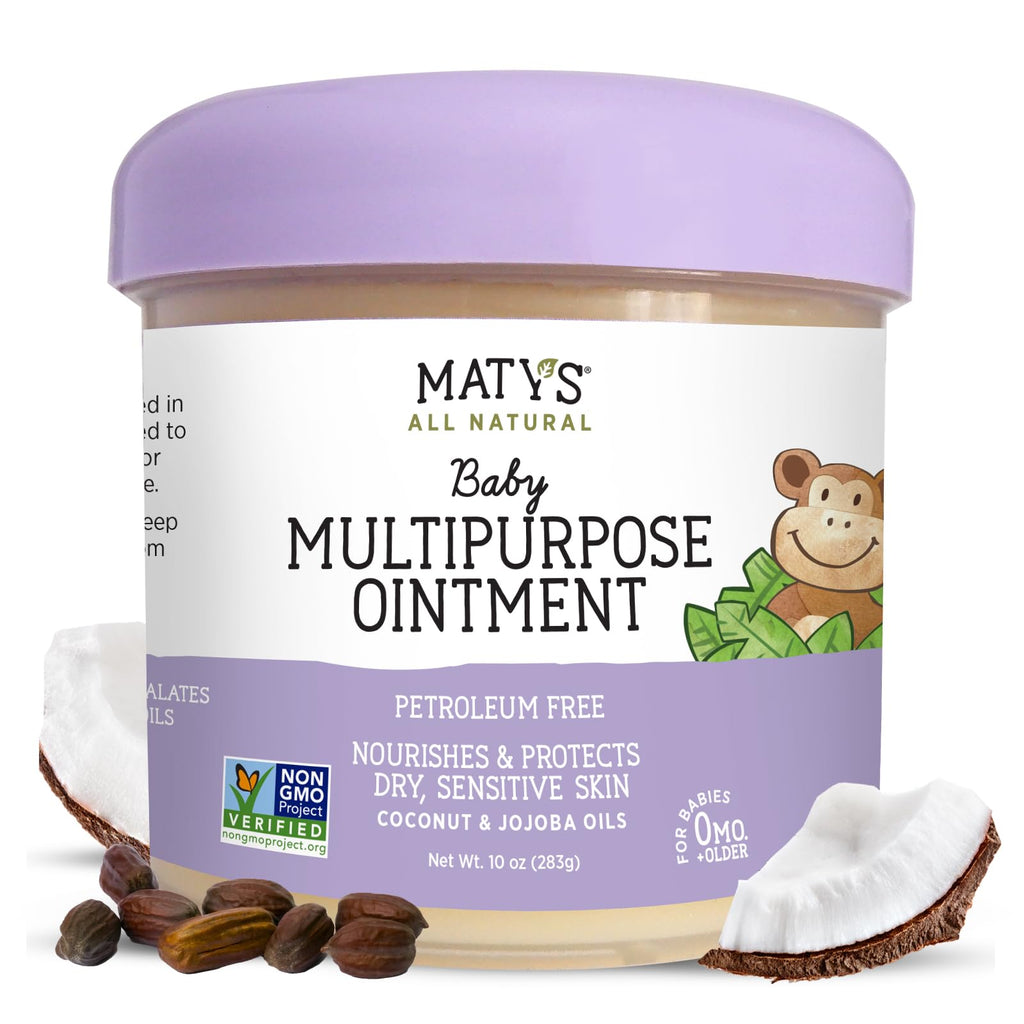 Matys Multipurpose Baby Ointment, All Over Gentle Skin Protection for Newborns & Up, Soothes Dry Irritated Skin, Diaper Area, Dry Scalp, Drool Irritation, Petroleum Free, Fragrance Free, 10 oz tub 10 Ounce (Pack of 1)