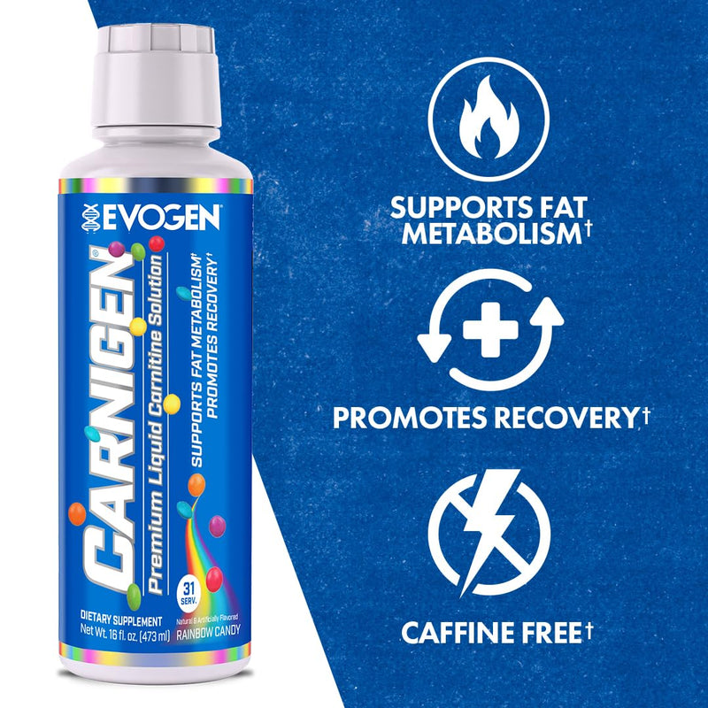 [Australia] - Evogen Carnigen Carnitine Liquid, Premium Acetyl L-Carnitine, Carnitine Tartrate, B5, Fat Loss Support, for Men & Women (Rainbow Candy) Rainbow Candy 