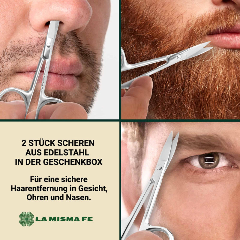 [Australia] - Beauty Scissors Set Eyebrow Scissors Nose Hair Removal Beard Scissors Men - Pack of 2 Sharp, Small, Polished Stainless Steel 
