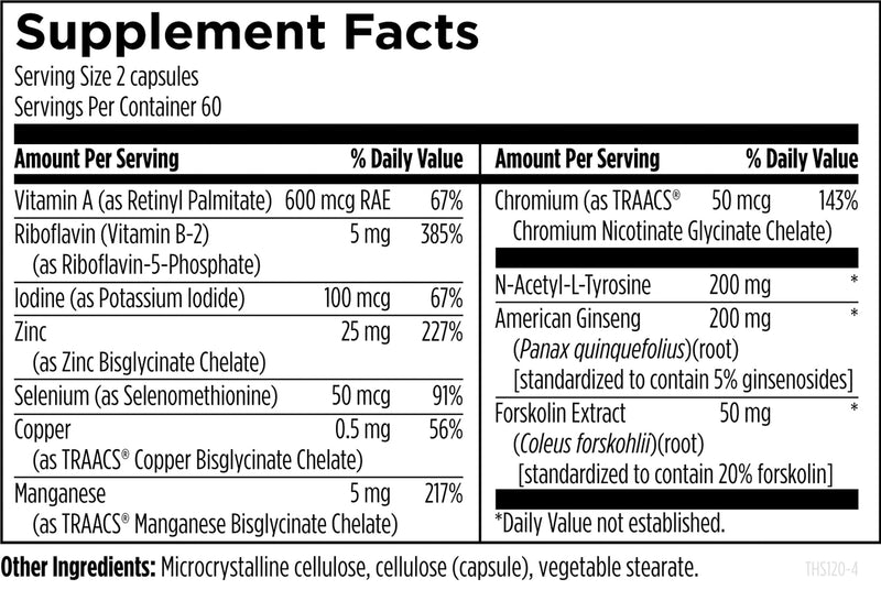 [Australia] - Designs for Health Thyroid Synergy - Thyroid Support Supplement with Iodine, American Ginseng, Selenium, Zinc + Manganese - Vegan Thyroid Vitamins, Gluten Free (120 Capsules) 