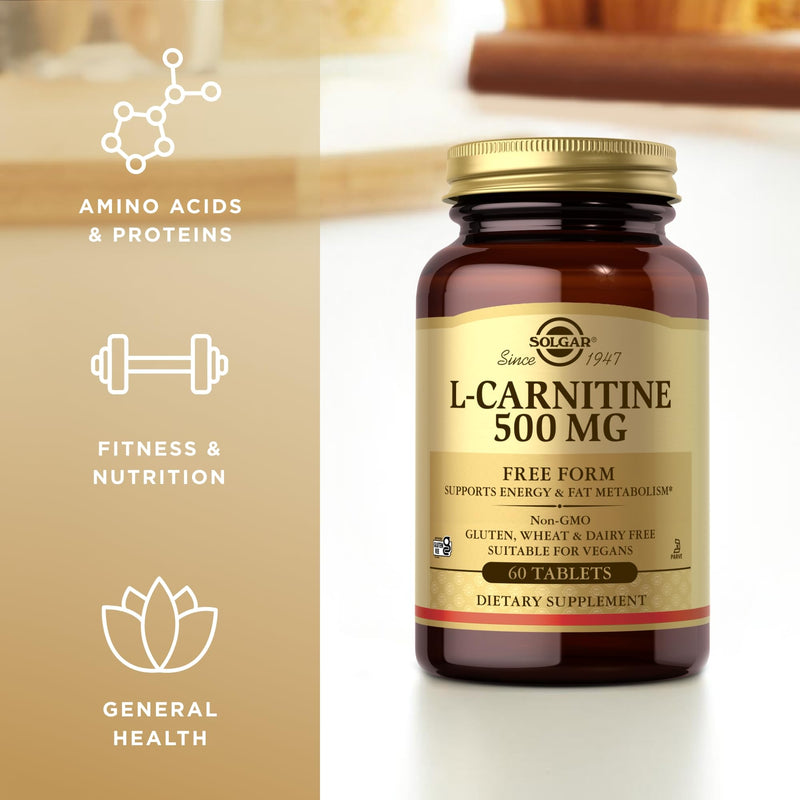 [Australia] - Solgar L-Carnitine 500 mg - 60 Tablets - Non-GMO, Vegan, Gluten Free, Dairy Free, Kosher - 30 Servings 