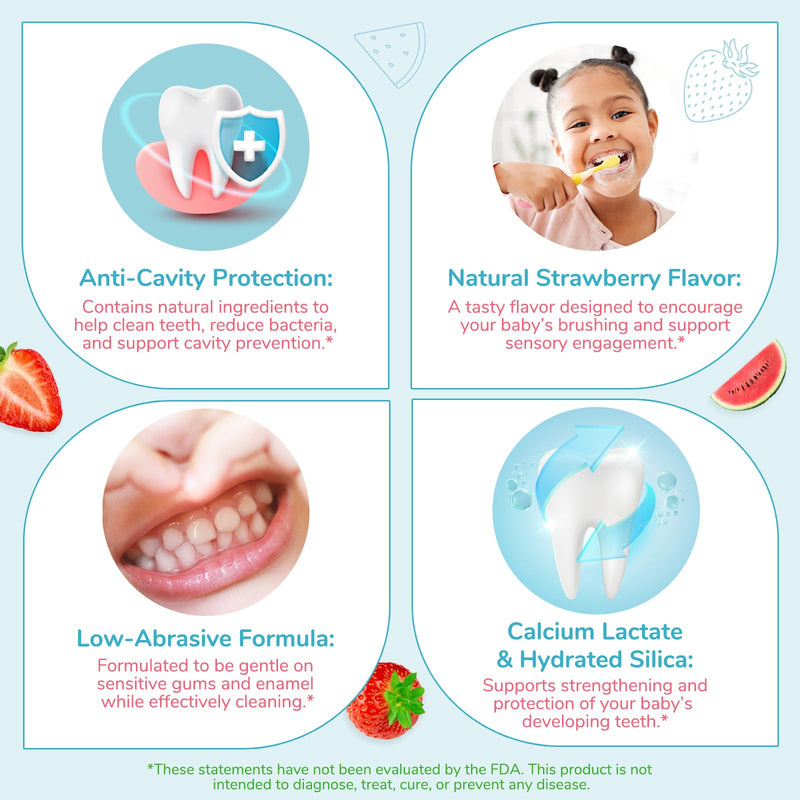 [Australia] - Kids Toothpaste, Cavity and Enamel Protection, Strawberry and Watermelon Flavor, Toddler Toothpaste with Low Fluoride, for Children Ages 2 and Up 