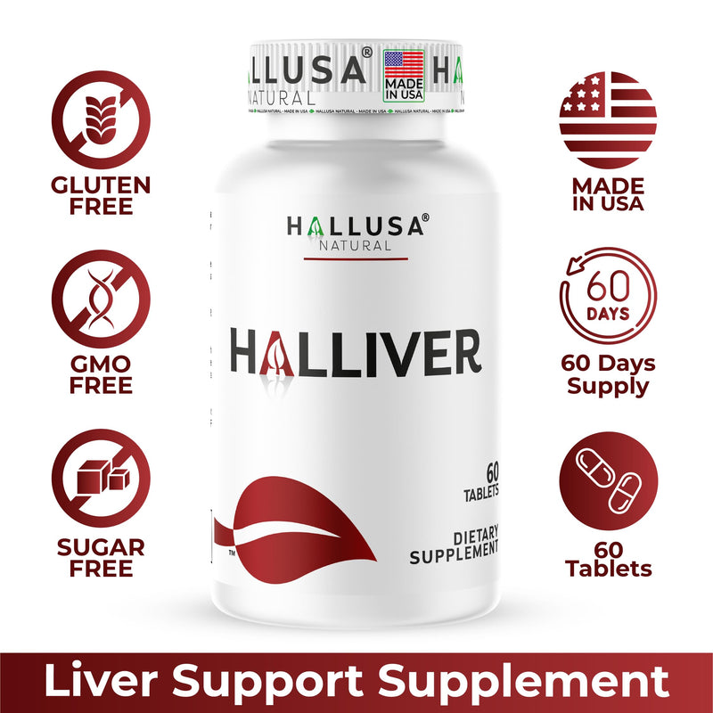 Halliver Liver Supplement with Milk Thistle, 60 Tablets | Liver Cleanse Detox & Digestive Support Supplement with B Vitamins, Artichoke & Aloe Vera, Non-GMO, Gluten Free