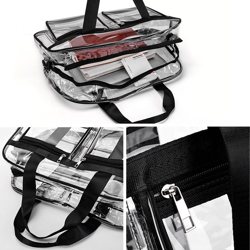 Large Clear Duffle Bag Heavy Duty Stadium Event Clear Duffel Travel Gym Bag | Transparent Duffle Bag for Women/Men, Extra Large Clear Tote Bag, Waterproof Swim Fitness Weekender Overnight Travel Bag black