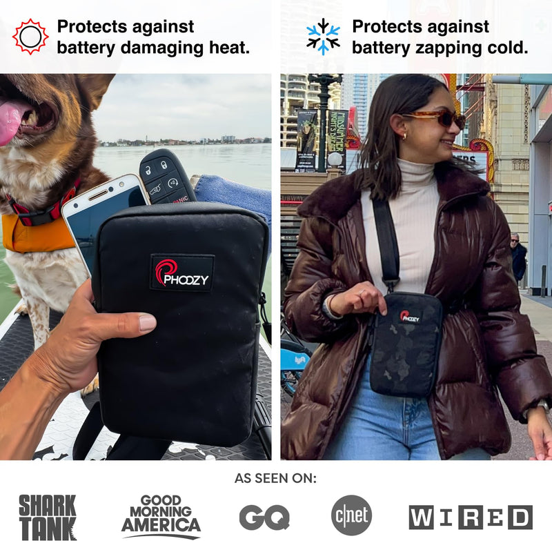 PHOOZY Orion Thermal Phone Pouch with NASA Insulation Technology - Insulated Case for Cold Weather Extends Battery Life 4X - Sauna Protector for Heat and Extreme Conditions - Black Camo