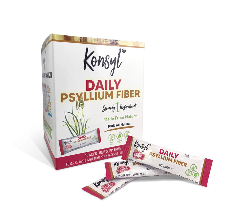 [Australia] - Konsyl Daily Psyllium Fiber Stick Packs - On-The-Go Fiber Supplement Powder - Convenient, All-Natural Soluble Fiber, Gluten-Free & Sugar-Free, Vegan & Keto - 30 Packets 30 Servings (Pack of 1) Original 