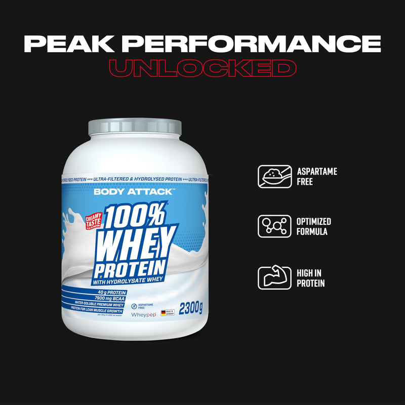 [Australia] - Body Attack 100% Whey Protein - Vanilla, 2.3 kg - Made in Germany - extra creamy protein powder with hydrolyzate and BCAAs, supports muscle building and diets, for all athletes and athletes Vanilla 76 portions (pack of 1) 
