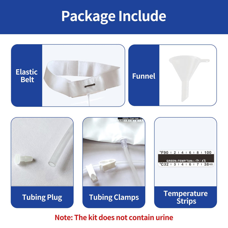 [Australia] - Urine Test Complete Kit - 2 oz to 4 oz Sample Bag on Belt,Portable Urine Test Bags with Temperature Strip for Used for Hospitals, Emergency and Travel (Medium) 