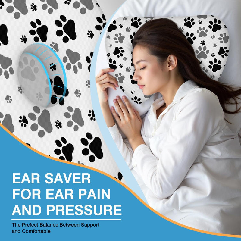 [Australia] - Ear Piercing Pillow with Ear Hole for Side Sleeper Relief Ear Pain,Ear Pillows with Washable Cover,Washable Ear Guard Pillow,White Black 
