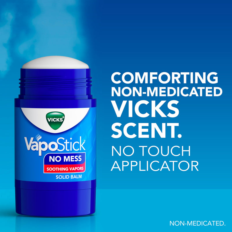 Vicks VapoStick, Solid Balm, No Mess, Soothing Non-Medicated Vicks Vapors, Easy-To-Use No-Touch Applicator, Quick Dry, Lightweight Skin Feel, 1.25oz x 2