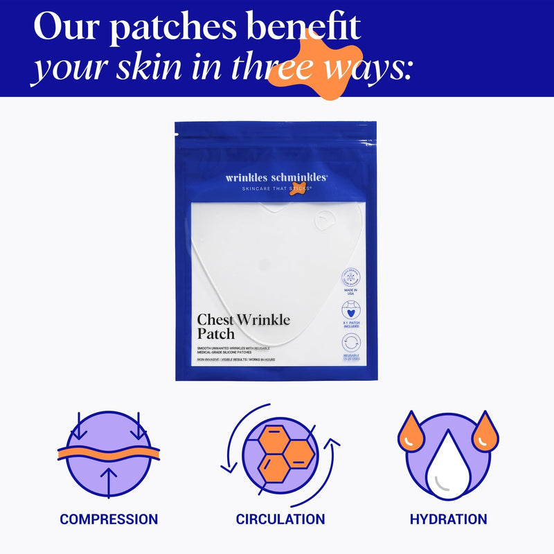 [Australia] - Wrinkles Schminkles Chest Wrinkle Patch & Cleanser Starter Pack - Set of Reusable Chest Silicone Wrinkle Patch + Patch Cleanser (2 oz) Maximise Uses - Smooth & Prevent Chest & Décolletage Wrinkles 