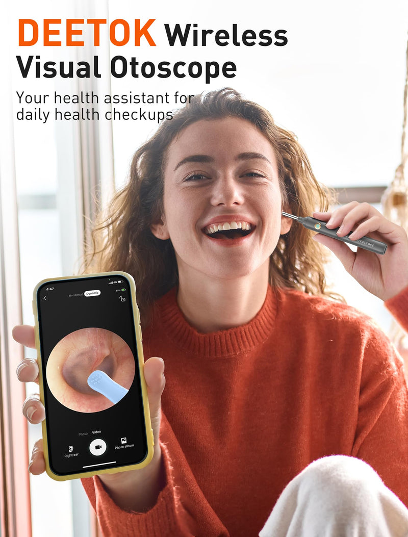 [Australia] - Ear Wax Removal, Ear Cleaner with Camera, Ear Wax Removal Kit with 1080P, Ear Camera Otoscope with Light, Ear Cleaning Kit with Dust Cover for iPhone, iPad, Android Phones(Gray) Gray 