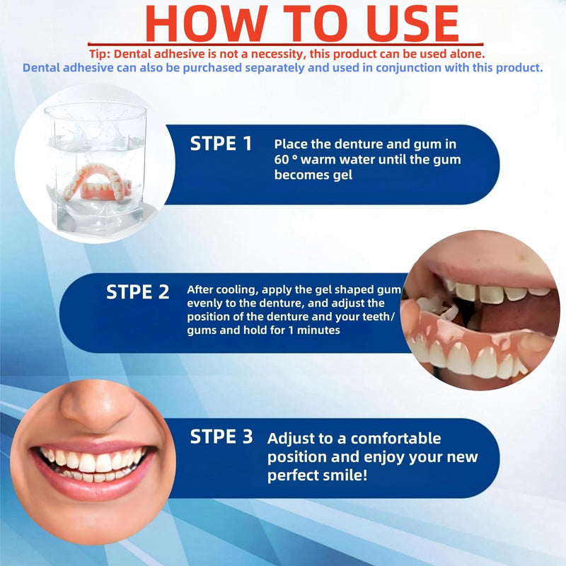 [Australia] - Soft Silicone Denture Liners – Comfortable Fit Denture Set with Upper & Lower Lightweight Liners for Secure Fit & Comfortable Wear (1 Set) style-1 
