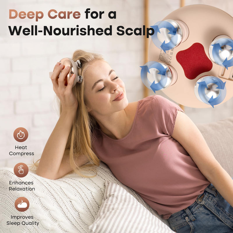 [Australia] - arboleaf Heated Scalp Massager Head Massager Scalp Stress Relax Hair Massager with Heat Cordless Kneading Massage Cat Massager, Gift for Mom Dad Pink 