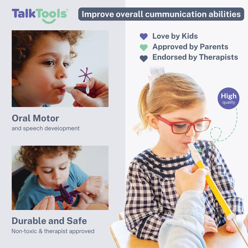 [Australia] - TalkTools Horn Kit | Oral Motor Placement Therapy | Improve Speech, Tongue Lip Placement | Reduce or Eliminate Drooling | Abdominal Grading | Controlled Oral Airflow, and Speech Clarity - 12 Tools 