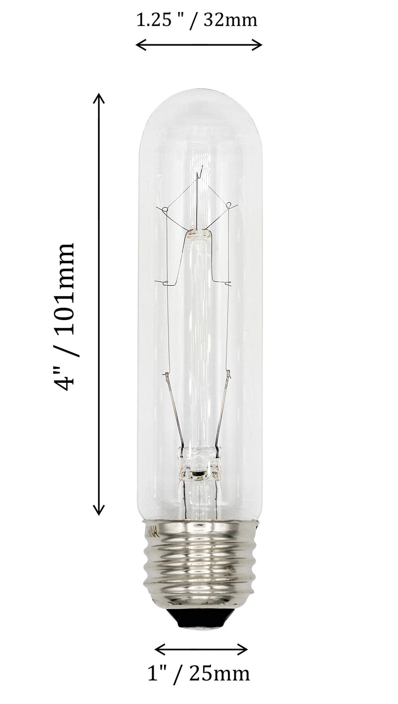 [Australia] - Creative Hobbies® 3090 (Pack of 4) 40T10/CL - 40 Watt T10 Clear Tubular - 120V - Medium (E26) Base - Incandescent Light Bulbs 40W 