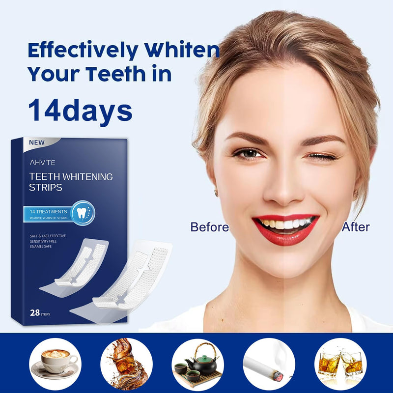 [Australia] - Teeth Whitening Strip, Whitening Strips, 28 Strips for Sensitive Teeth, Professional and Natural Teeth Whitening Kit,14 treatments 