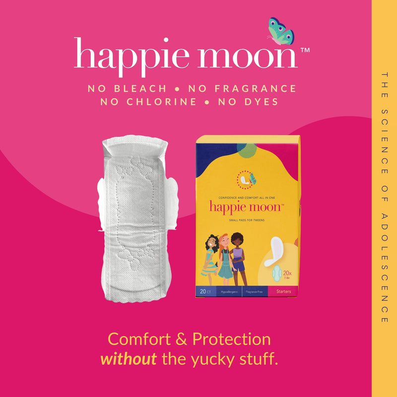 [Australia] - Tween Pads | Starters Organic Cotton Topsheet | First Period Pads for Tweens and Teens | Ultra Thin Pads with Wings | Zero Chlorine, Dyes or Fragrances | Teen Pads, 20 Count Starter Pads 20ct 
