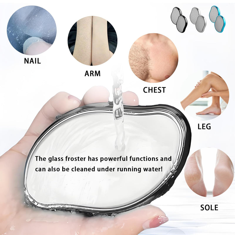 [Australia] - Crystal Hair Remover, Crystal Hair Eraser, Reusable Nano Glass,Multi-Color and Style Options,Easy to Wash,Ideal for Soft and Silky Skin,Skin Exfoliation (Nano Mirror coarse Glass(Black)) Nano Mirror Coarse Glass(black) 