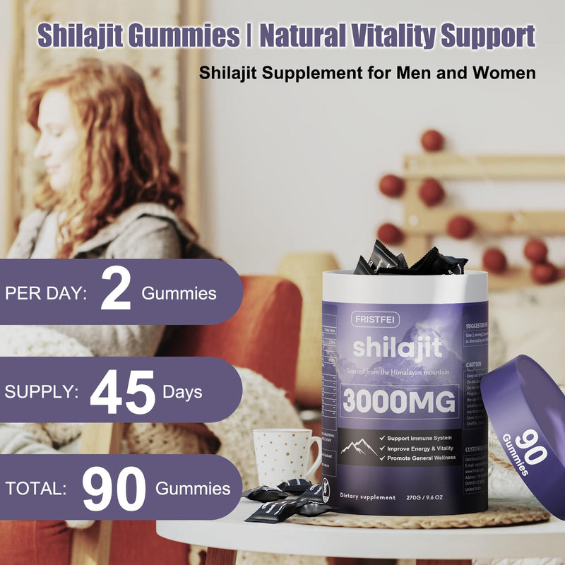 [Australia] - Pure Himalayan Shilajit Gummies for Men & Women - 100% Natural & Organic | 85+ Trace Minerals & Fulvic Acid | 90 Count | Individually Packaged 90 Count (Pack of 1) 