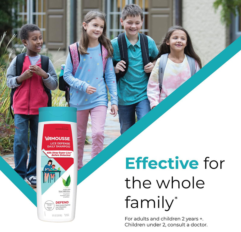 [Australia] - Vamousse Lice Defense Daily Shampoo, Kills Super Lice, Detects & Prevents Infestation, No Parabens, Sulfates or Dyes, Includes Tea Tree Oil & Eucalyptus, Family Size (13.5 Oz) 8 Fl Oz (Pack of 1) 