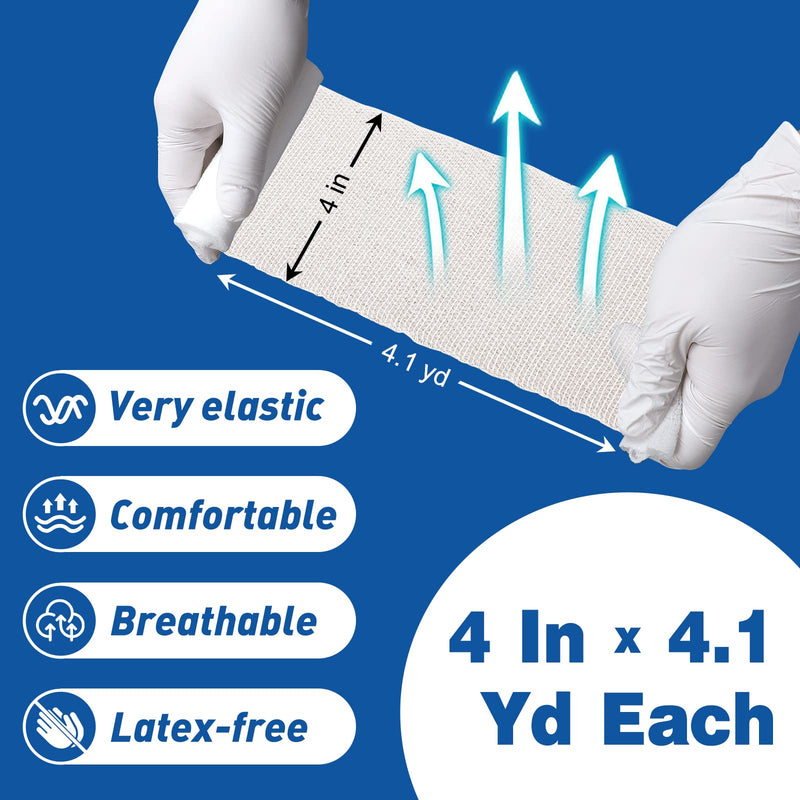 [Australia] - AZEN 30 Pack Gauze Rolls Bandages, 4 in x 4.1 Yards, Premium Medical Supplies & First Aid Supplies, Bandage Wrap Vet Wrap, Mummy Wraps 4IN C-30P 