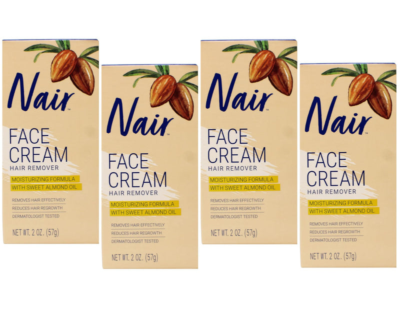 Nair Hair Removal Cream for Face with Special Moisturizers, 2-Ounce Bottles (Pack of 4)