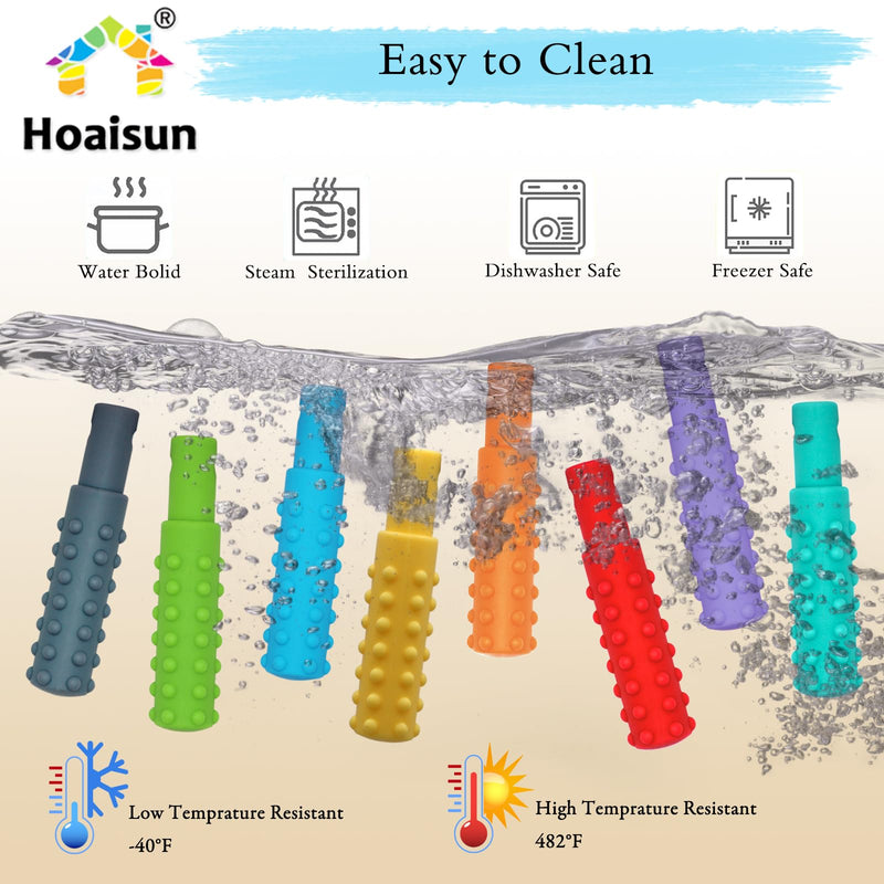 [Australia] - Sensory Chew Necklaces for Boys and Girls, 8 Pack Chew Necklace for Sensory Kids with Autism, ADHD, SPD, Biting, Silicone Oral Sensory Toys for Autism Adults Reduce Chewing Anxiety Fidget Red,Orange,Yellow,Blue,Green, Violet, Turquoise,Gray 