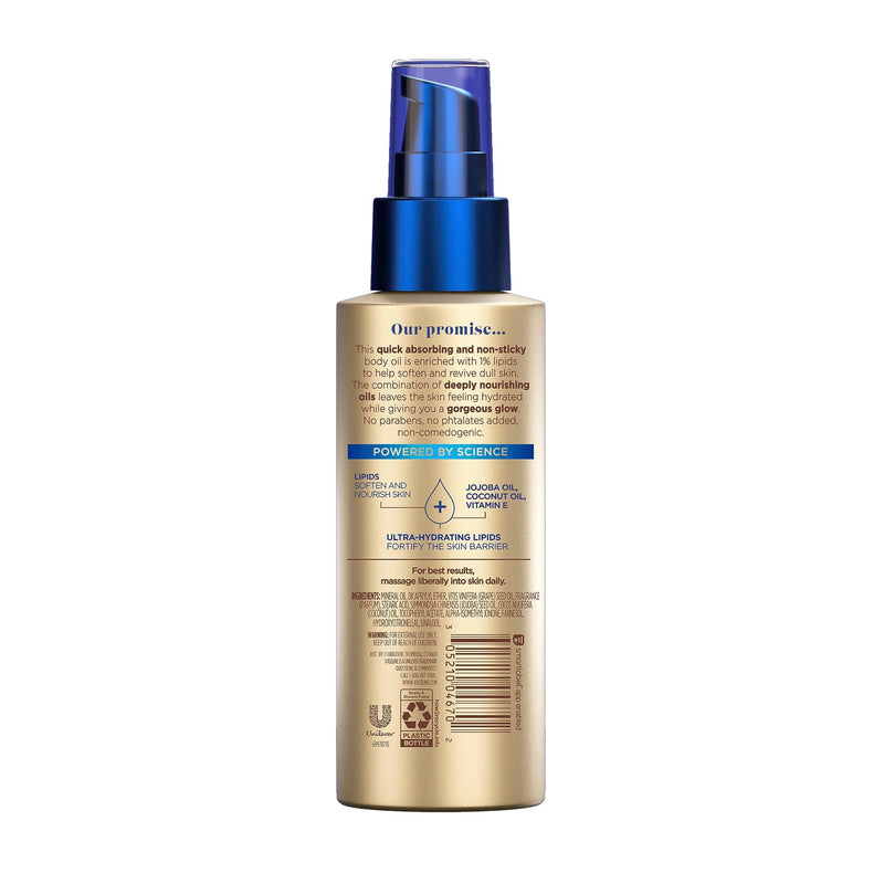 Vaseline Radiant X Replenishing and Hydrating Body Oil For Dull Skin 3.7oz | Quick-absorbing, non-sticky moisturizer formula,hydrates and adds glow with 1% Lipids, Jojoba Oil, Coconut Oil, & Vitamin E 3.7 Fl Oz (Pack of 1)