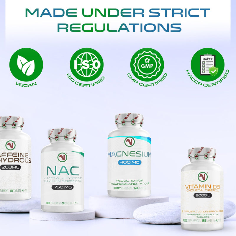 Mega Strong Magnesium Capsules 400mg | 240 Easy to Swallow Supplements | 8 Months Supply | Reduce Tiredness and Fatigue 240 count (Pack of 1)