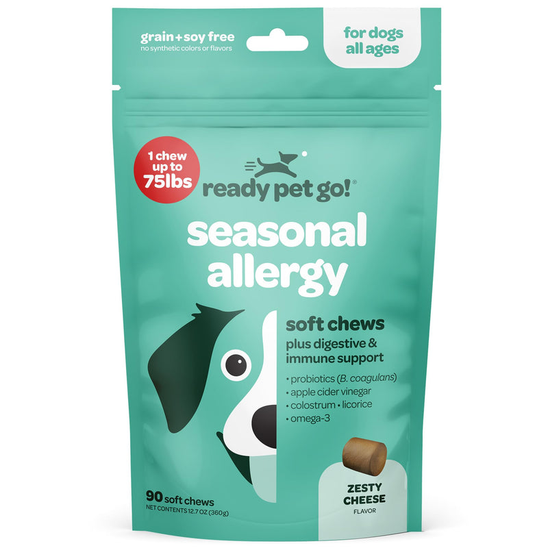 Dog Allergy Chews with Probiotics | Seasonal Allergy Chews for Dogs with Wild Alaskan Salmon Oil & Colostrum | Environmental Dog Allergy Support | NASC Certified & Made in The USA | 90 Chews - PawsPlanet Australia