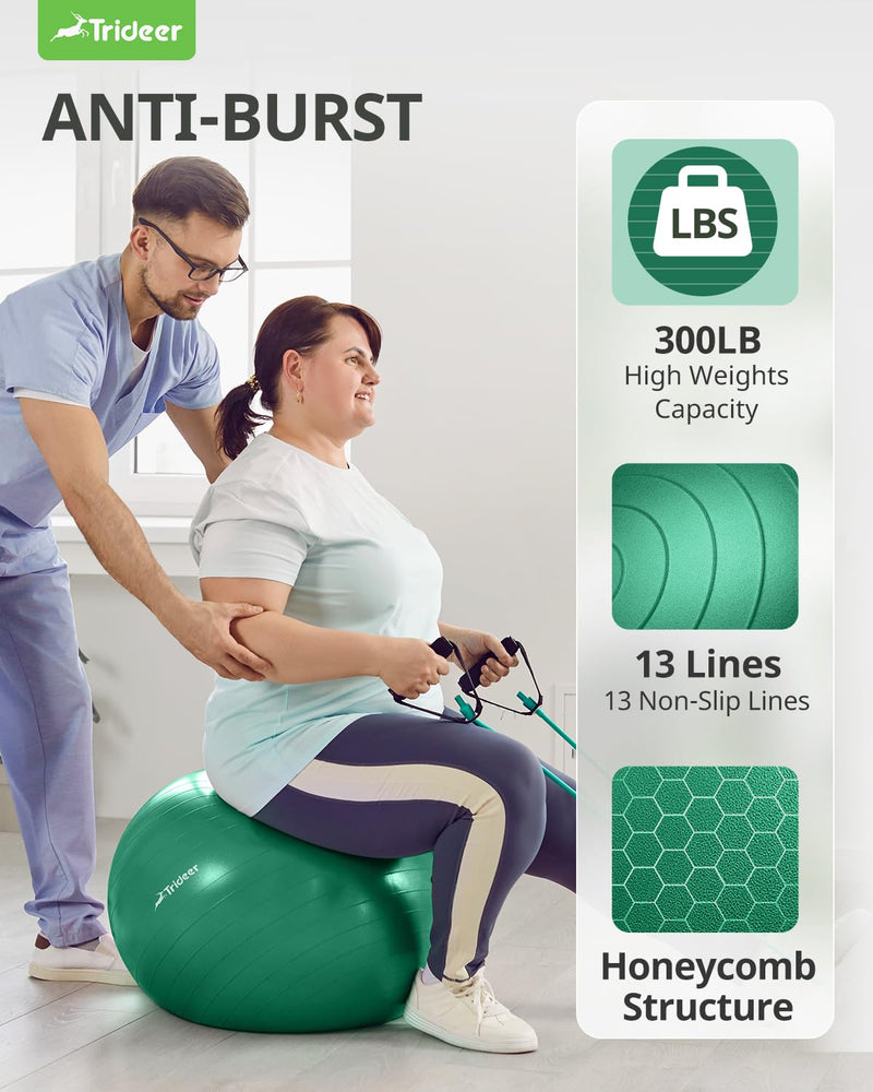 [Australia] - Trideer Exercise Ball for Physical Therapy, Swiss Ball Physio Ball for Rehab Exercises, Workout Fitness Ball for Core Strength, Yoga Ball for Balance & Flexibility M(19-22ines/48-55cm) 