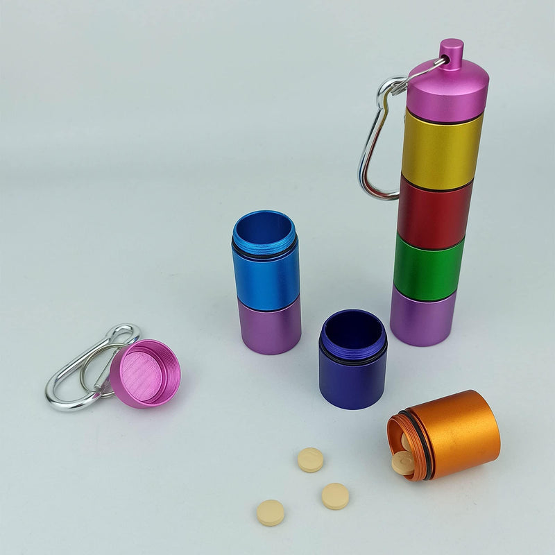 Small Portable Pill Case Keychain for Travel | Metal Pill Organizer Case Keychain, Stackable Waterproof Travel Cute Pill Box Holder, Vitamins and Medicine