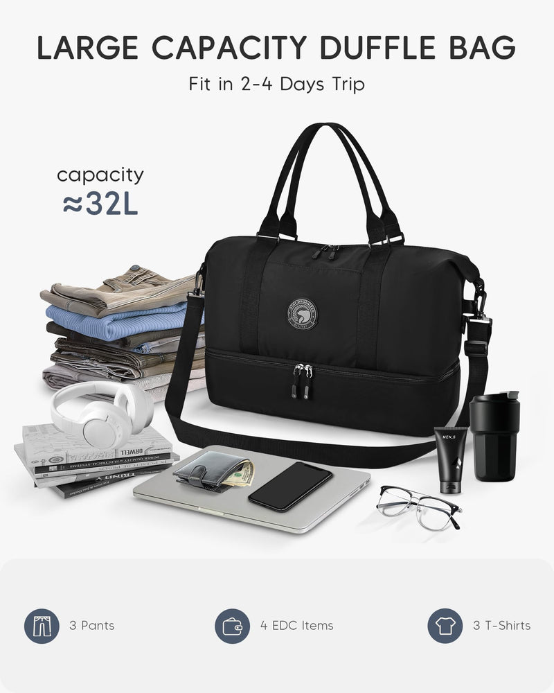 TSA Approved Spirit Frontier Airlines Personal Item Bag 18x14x8 with Shoe Compartment Tote Carry on Weekender Overnight for Women Men Black 18x14x8 inch