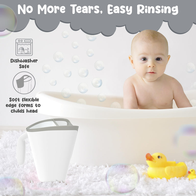 [Australia] - Shampoo Rinse Cup for Kids | Baby Bath Pail | Tear Free Baby Rinser Pail White/Gray 