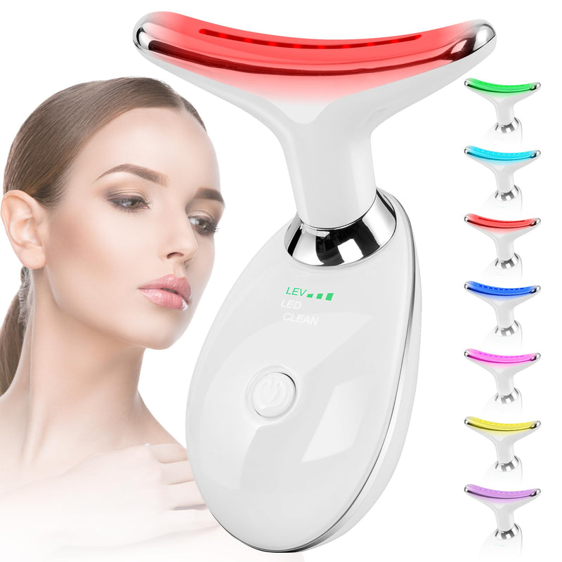 [Australia] - Facial Massager Red-Light-Therapy-for-Face and Neck, Face ùñ≤ culpting Wand with 7 Color (White) White 