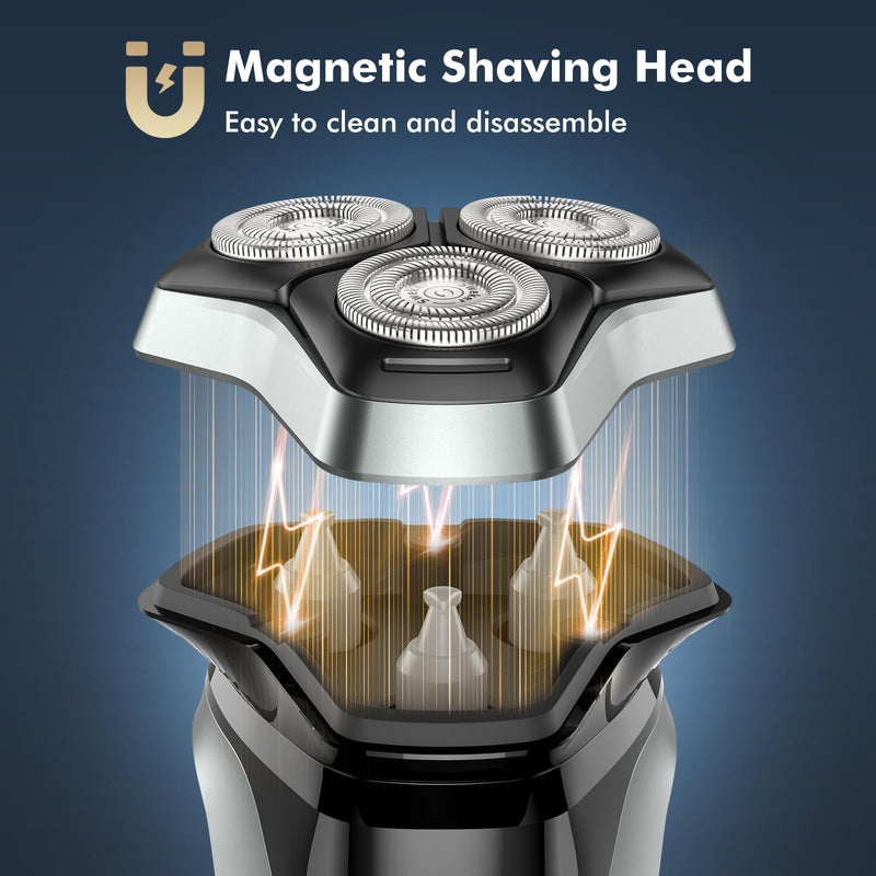 [Australia] - Electric Razor for Men, Rechargeable Electric Shaver with Pop-up Trimmer for Sideburns Trimmer, Wet Dry Cordless Electric Shaver, Travel Lock, IPX6 Waterproof Black 
