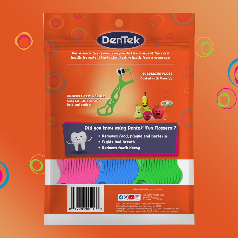 [Australia] - DenTek Kids Fun Flossers, Removes Food & Plaque, 75 Count, 3 Pack Wild Fruit 75 Count (Pack of 3) 