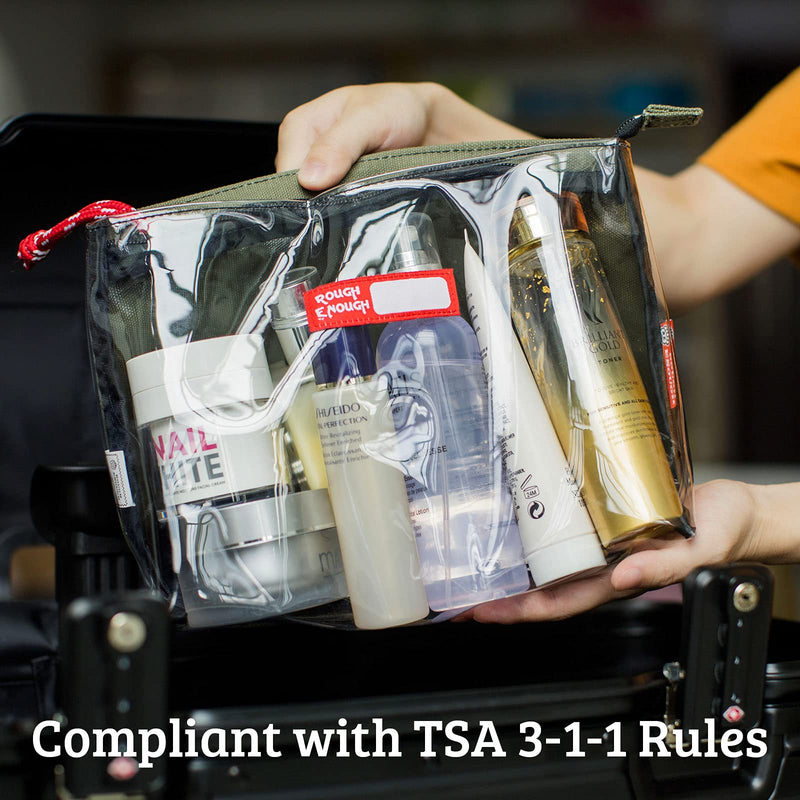 Rough Enough Clear Toiletry Bags for Women Men Bundle Set