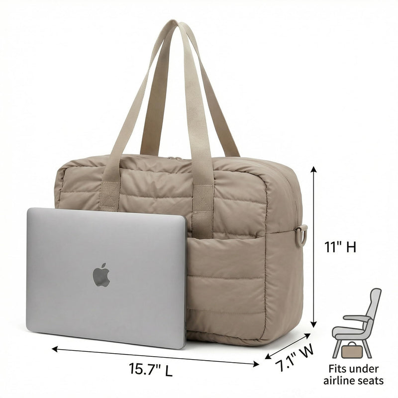 Lightweight Water-Resistant Gym Bag for Men and Women, Travel Duffle Carry On Weekender Overnight Bag for Work, Fitness. Khaki