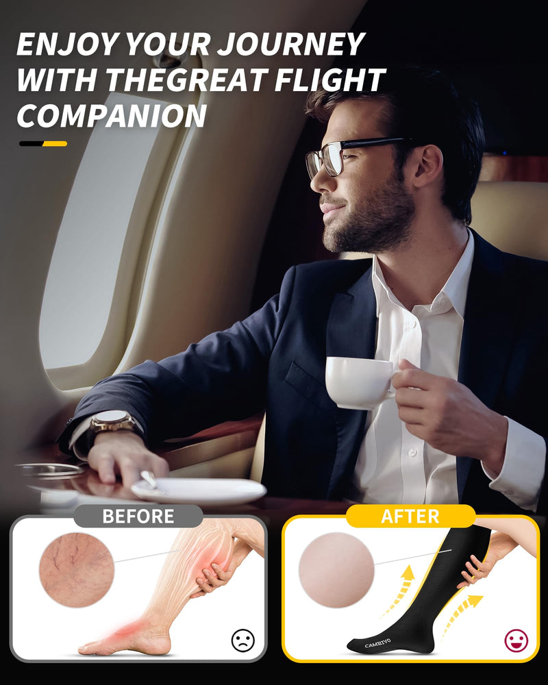 [Australia] - CAMBIVO compression stockings for women and men, 3 pairs, support stockings, compression socks, compression socks, thrombosis stockings for recovery, running, travel, skiing, pregnancy, everyday life XXL black 