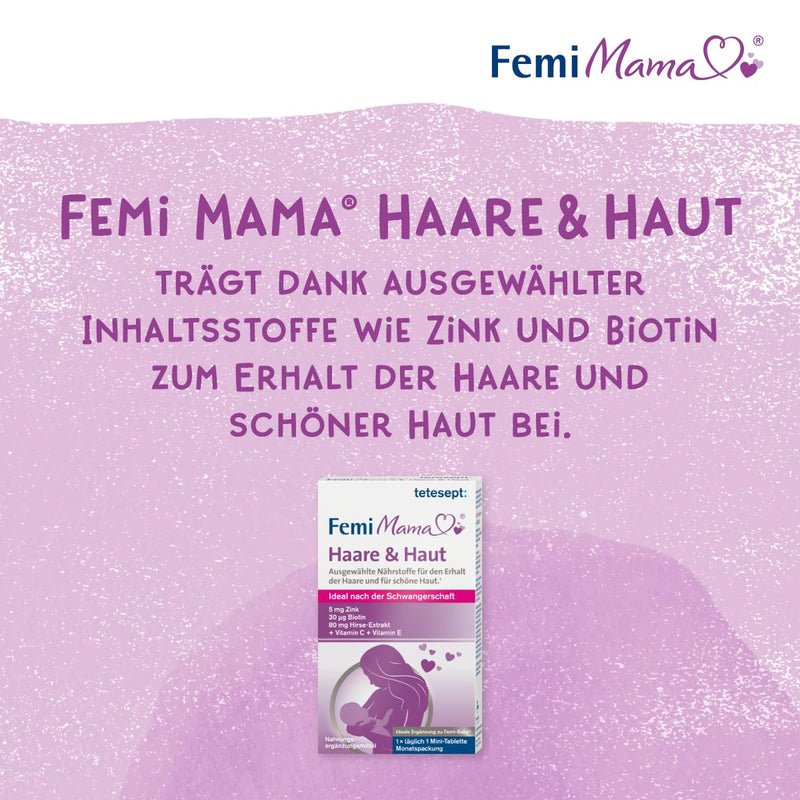 [Australia] - tetesept Femi Mama Hair & Skin - Selected nutrients for maintaining strong hair & beautiful skin - Dietary supplement ideal after pregnancy - 5 x 30 tablets Femi Mama Hair + Skin 