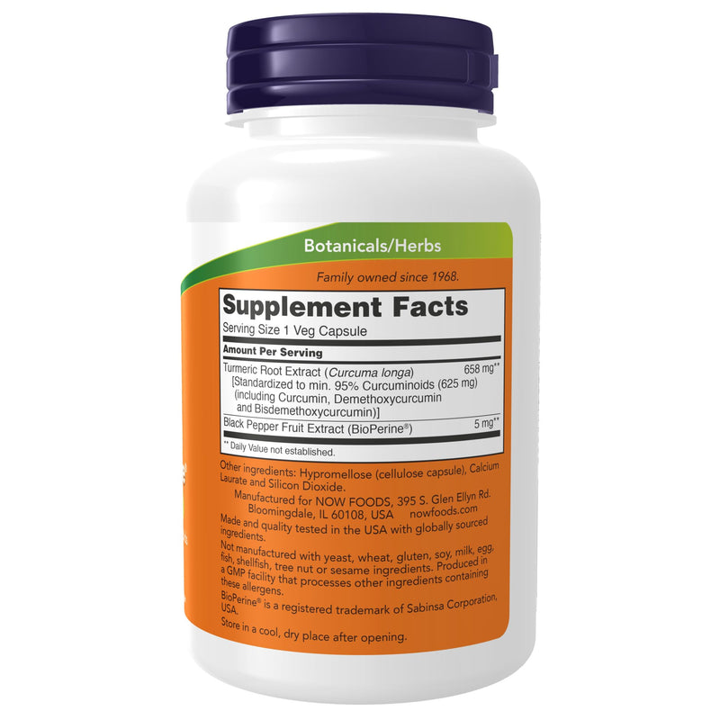 NOW Supplements, Turmeric Curcumin with BioPerine, Immune System Support, Standardized to 95% Curcuminoids, Enhanced Absorption*, 90 Veg Capsules