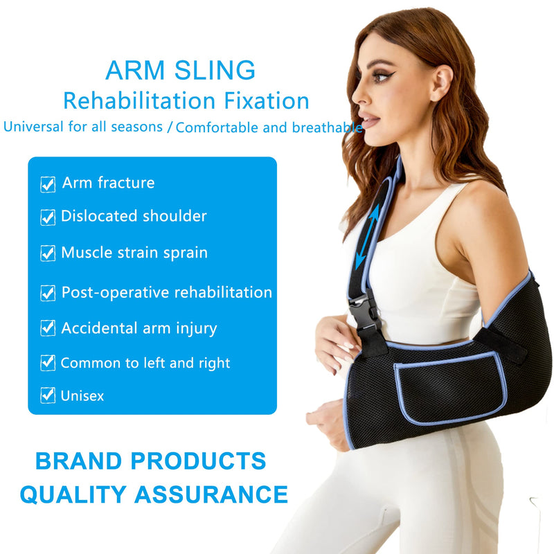 Arm Sling Shoulder Immobilizer-Rotator Cuff Support Brace-Comfortable Medical Sling for Shoulder Injury,Left and Right Arm,Men and Women,for Broken,Dislocated,Fracture,Strain(Large) Large